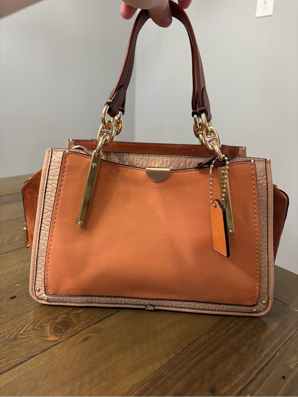 Coach Dreamer Satchel in Sunrise Multi Colorblock Leather and Suede - Picture 3 of 16
